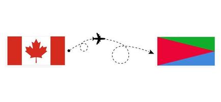 vol et voyage du canada à l'érythrée par concept de voyage en avion de passagers vecteur