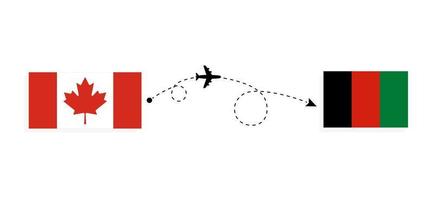 vol et voyage du canada à l'afghanistan par concept de voyage en avion de passagers vecteur