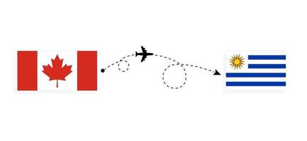 vol et voyage du canada à l'uruguay par concept de voyage en avion de passagers vecteur