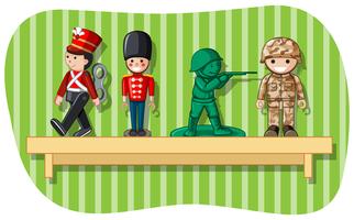 Soldat chiffres sur une étagère en bois