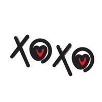 symbole d'illustration xoxo doodle dessiné à la main pour le style doodle câlin et baiser vecteur