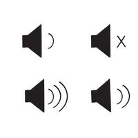 icône dessinée à la main qui augmente et réduit le son. icône montrant la sourdine. un ensemble d'icônes sonores avec différents niveaux de signal dans un style doodle. vecteur