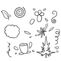 doodle fleur plante feuilles illustration vecteur style dessiné à la main
