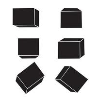 maquette de boîte dessinée à la main. boîtes d'emballage vierges, vue en perspective du cube et maquettes d'emballage de produit doodle vecteur