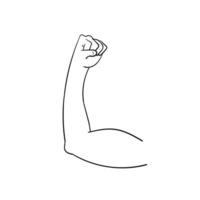 doodle biceps vecteur isolé geste emoji illustration plate. dessin animé émoticône musculaire