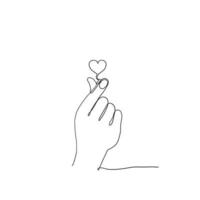 main et doigt doodle dessinés à la main avec illustration de geste d'amour dans un vecteur de style art en ligne continue