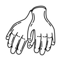 icône de gants de sécurité. doodle dessinés à la main ou style d'icône de contour vecteur