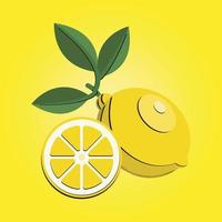 citron de dessin animé dans un style de coupe de papier 3d géométrique moderne isolé sur fond coloré, illustration de conception abstraite de concept minimaliste vecteur