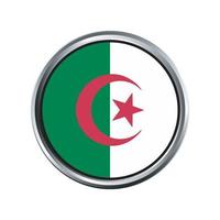 drapeau algerie avec biseau cadre chromé cercle argent vecteur