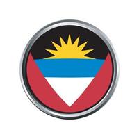 drapeau antigua-et-barbuda avec biseau de cadre chromé en cercle argenté vecteur