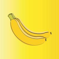 banane de dessin animé dans un style de coupe de papier 3d géométrique moderne isolé sur fond coloré, illustration de conception abstraite de concept minimaliste vecteur