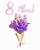 bouquet de fleurs pour le 8 mars vecteur