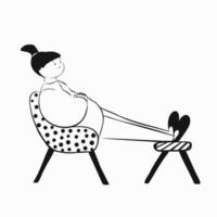 une femme enceinte et fatiguée est assise sur une chaise. vecteur