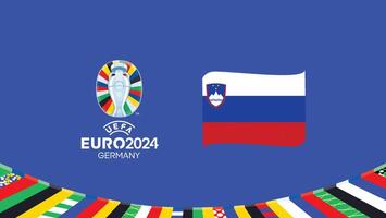 euro 2024 slovénie drapeau ruban équipes conception avec officiel symbole logo abstrait des pays européen Football illustration vecteur