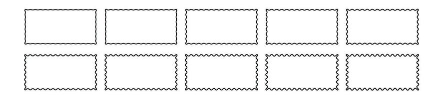 rectangle et carré ondulé cadres, festonné bords, zigzag les frontières. plat illustration isolé sur blanc Contexte. vecteur