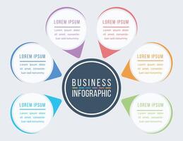 infographie cercle conception 6 pas, objets, éléments ou les options information affaires infographie modèle vecteur