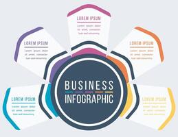 infographie affaires modèle 5 pas, objets, éléments ou les options affaires information coloré infographie conception vecteur