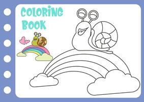 coloration livre pour enfants. coloration escargots plus de le arc en ciel vecteur