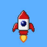 fusée pixel art. illustration conception vecteur
