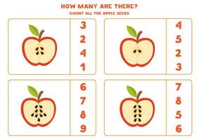 compter tout Pomme des graines et cercle le correct réponses. vecteur