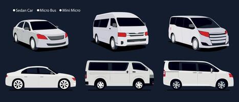 voitures de différent les types de des illustrations ensemble côté vue de sedan, minibus, micro, mini micro vecteur