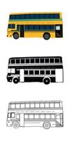 iconique Jaune autobus à impériale illustration sur une blanc Contexte. silhouette et ligne art vecteur