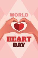 monde cœur jour, Jeune femmes faire en forme de mains cœurs vecteur