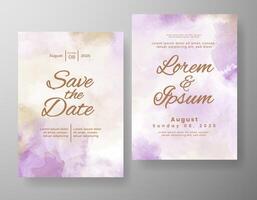 invitation de mariage avec fond aquarelle abstraite vecteur