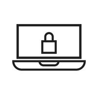 ordinateur portable pc verrouiller l'icône du mot de passe ligne vectorielle pour le web, la présentation, le logo, le symbole de l'icône vecteur