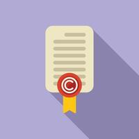 légal droits d'auteur document icône plat . approuvé protection vecteur