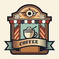 logo ancien café magasin plat illustration emblème conception pour votre logo communauté vecteur
