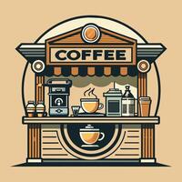 logo ancien café magasin plat illustration emblème conception pour votre logo communauté vecteur
