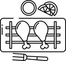 poulet ailes contour illustration vecteur