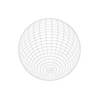 3d sphère filaire icône. orbe chiffre, sphérique forme, la grille Balle isolé sur blanc Contexte. Terre globe modèle avec longitude et latitude, parallèle et méridien lignes. vecteur