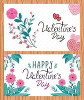 définir des cartes de joyeuse saint valentin avec décoration vecteur