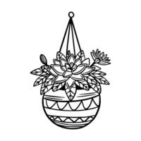 Accueil plante dans une pot. icône. griffonnage style. intérieur plante. fleur vecteur
