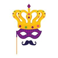 masque de mardi gras isolé moustache et conception de vecteur de couronne