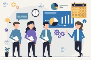 plat conception illustration concept pour affaires une analyse et planification, consultant, équipe travail, projet gestion, financier rapport et stratégie vecteur