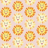 abstrait sans couture modèle avec Facile géométrique Soleil. content mignonne Soleil. illustrant pour des gamins conception, textile décoration vecteur