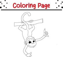 mignonne singe en portant banane coloration livre page pour les enfants vecteur