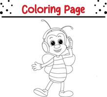 mignonne abeille coloration page pour des gamins et adultes vecteur