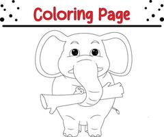 mignonne l'éléphant coloration page pour des gamins et adultes vecteur