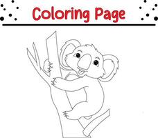 mignonne koala coloration livre page pour les enfants vecteur