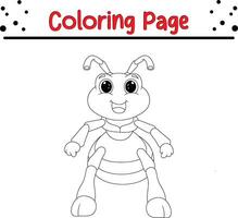 mignonne fourmi coloration page pour enfants. noir et blanc illustration pour coloration livre vecteur