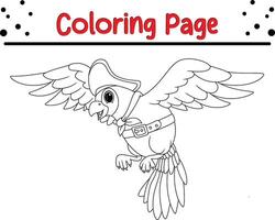 marrant pirate perroquet coloration livre page pour enfants. vecteur