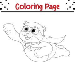 mignonne Panda portant super-héros costume coloration page pour des gamins et adultes vecteur