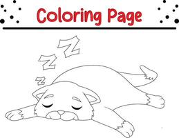 chat en train de dormir coloration livre page pour enfants. vecteur