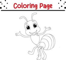 mignonne fourmi coloration livre page pour enfants. vecteur