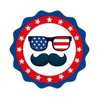 lunettes usa isolées et conception de vecteur de moustache