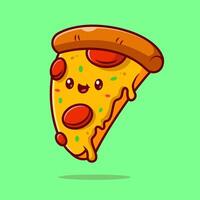 mignonne souriant Pizza tranche dessin animé vecteur